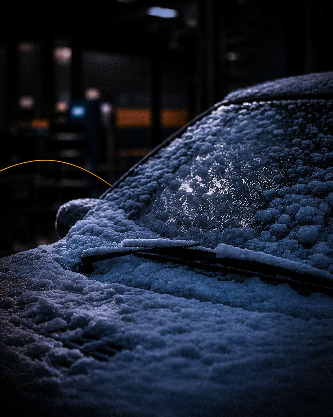 Frost on a car windscreen on a cold morning